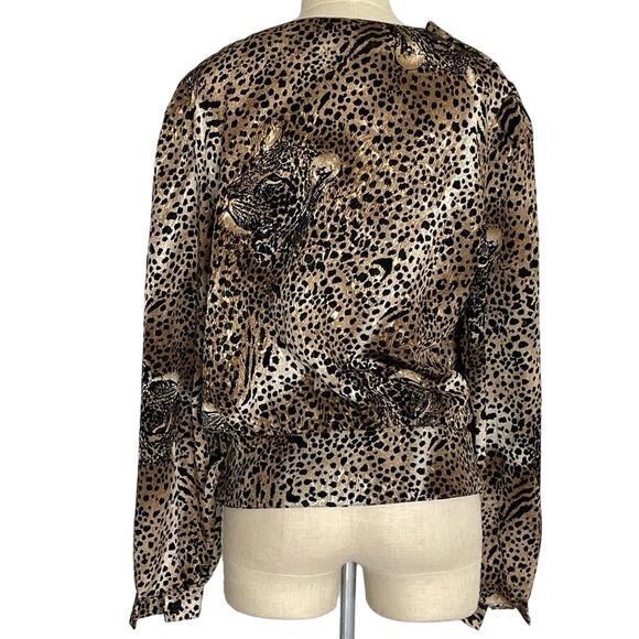Vintage Leopard Print Blouse Animal Pattern Top Chic Street Style M/L - Picture 10 of 11